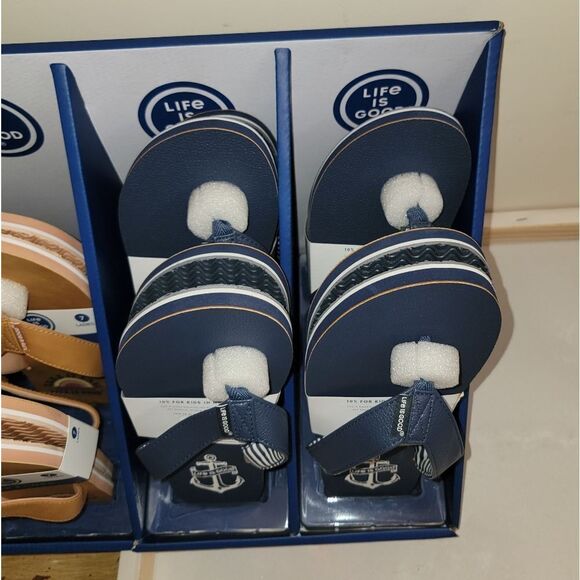 Life Is Good Blue w Nautical Anchor Sandals • Texture Sole • NEW • Sizes 7 8 9 - Picture 15 of 15